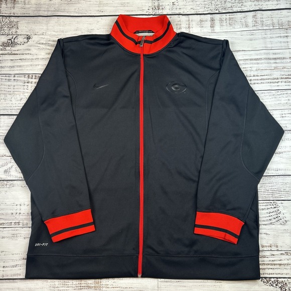 Georgia Bulldogs Nike Dri-Fit Track Jacket Men's Size 3XL Black Red Full Zip - Picture 1 of 10